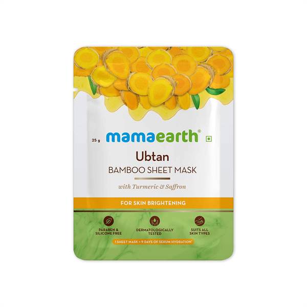 Ubtan Bamboo Sheet Mask with Turmeric and Saffron for Skin Brightening
